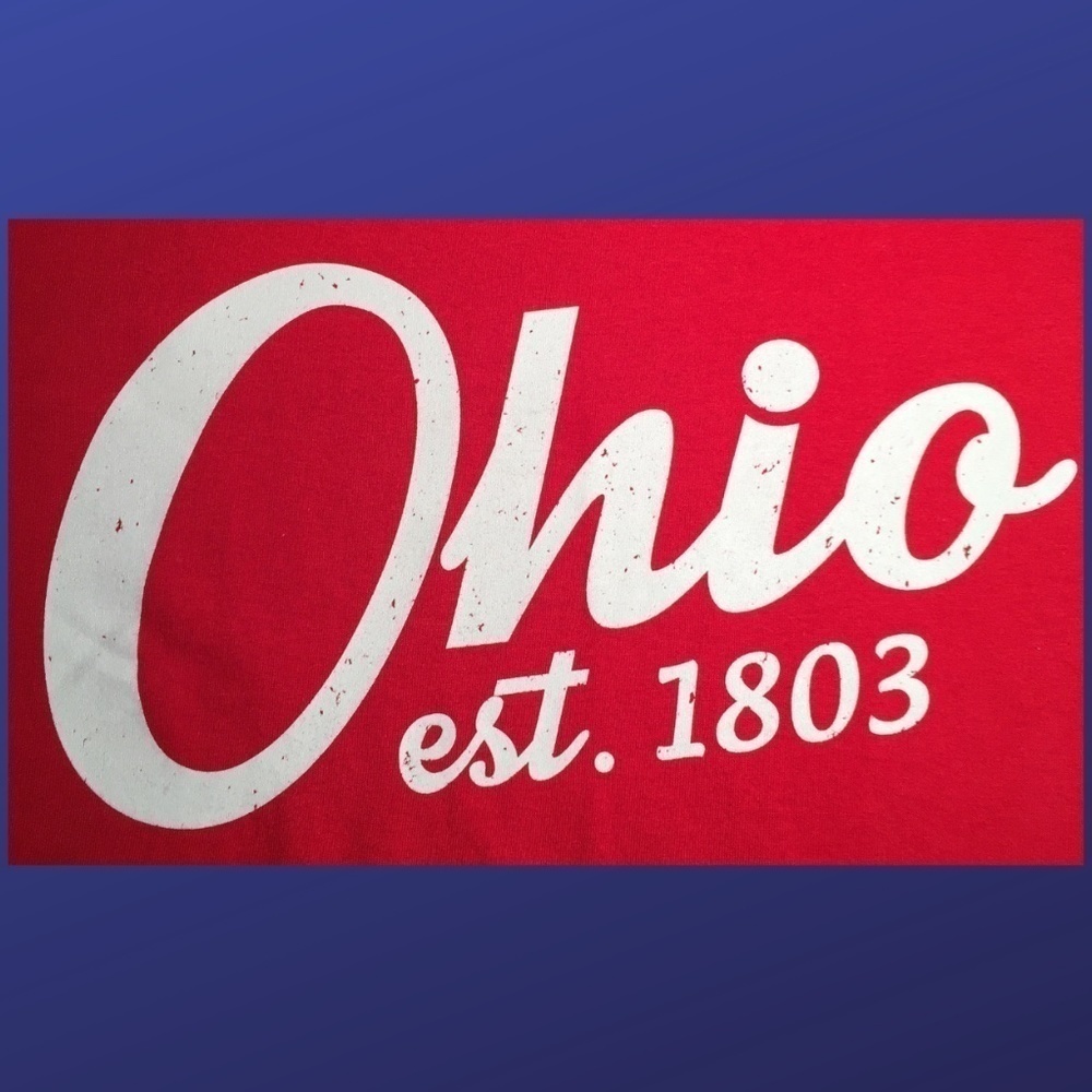 Ohio EST. 1803 Tee Shirt, 100% Cotton, Short Sleeve, RED/WHITE, X-Large, NWT*